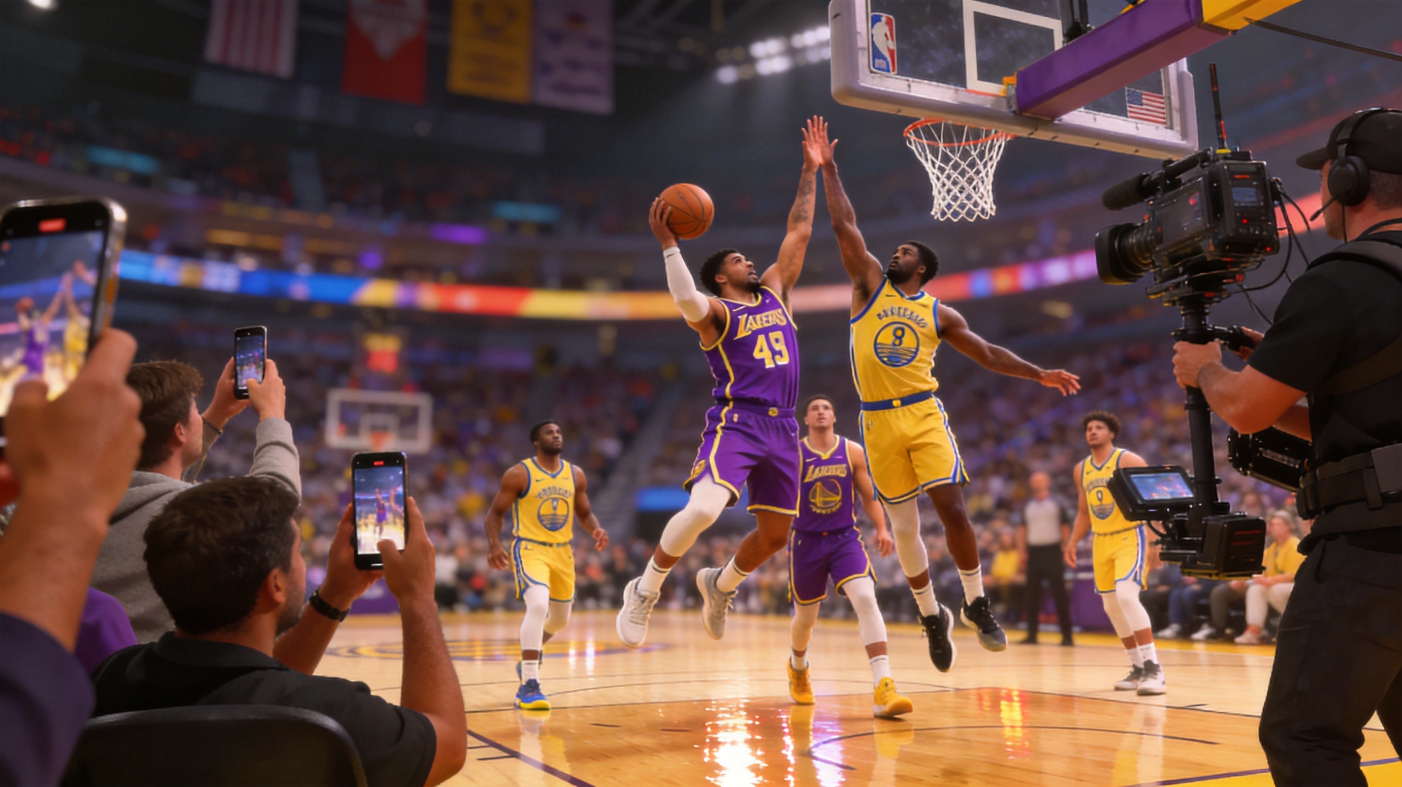 NBA湖人勇士精彩对决